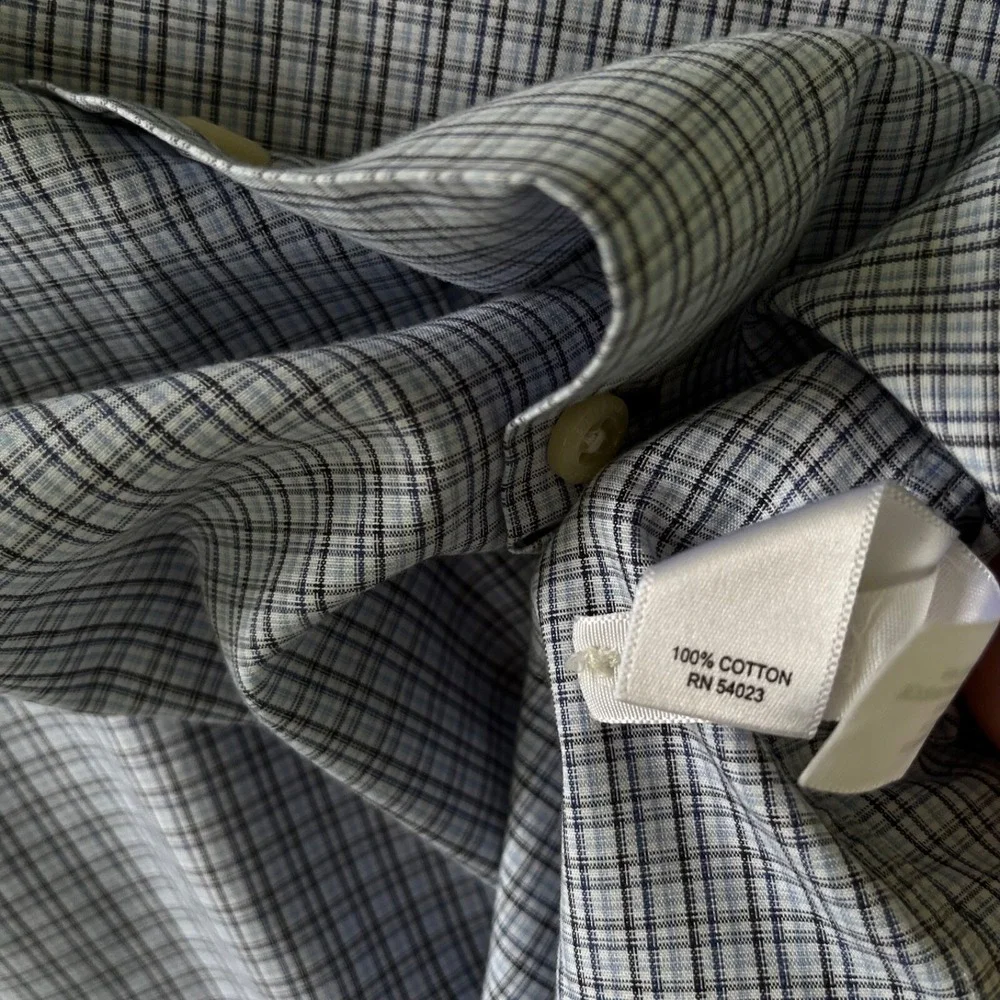 Banana Republic Shirt Mens Large Blue Button Down‎ Slim Long Sleeve Preppy Plaid
